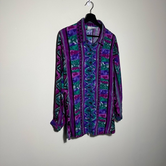 Vintage Colorful Geometric Button-Up Shirt - Picture 2 of 8